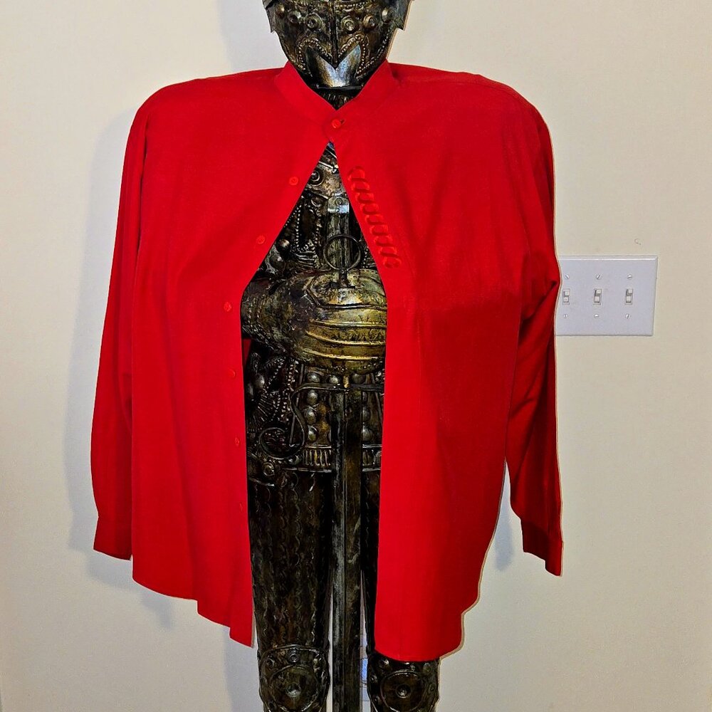 Winners Red Mandarin Collar Dress Shirt – Size XL – Retro Vintage Style